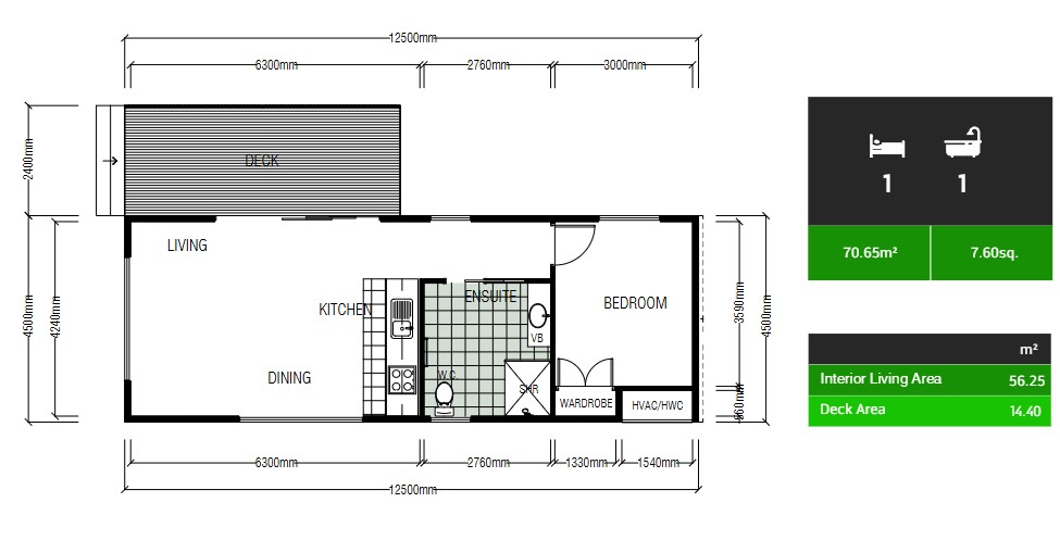 Podmatrix Whitetimber 1 Bedroom Studio_plans 50m2